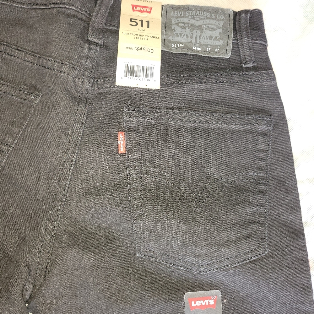 Levi's Boys 511 Slim Stretch Black Jeans - Picture 4 of 10